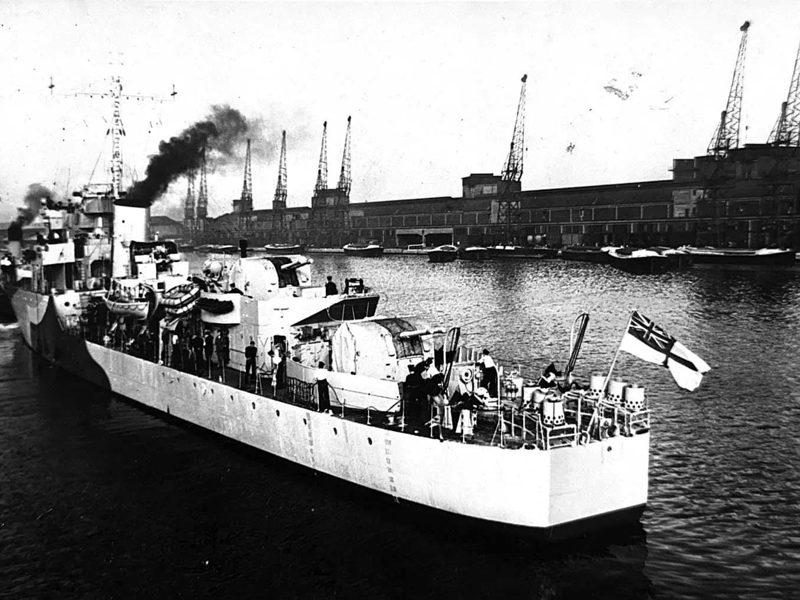 A picture found in a time capsule discovered aboard the Royal Navy minehunter HMS Chiddingfold.