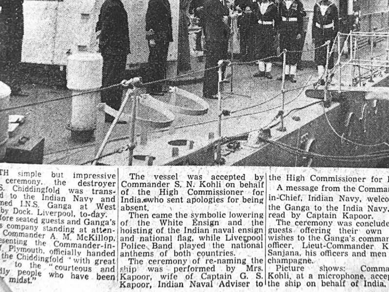 A newspaper clipping found aboard HMS Chiddingfold. A time capsule containing various items and keepsakes was discovered aboard the Royal Navy minehunter HMS Chiddingfold.