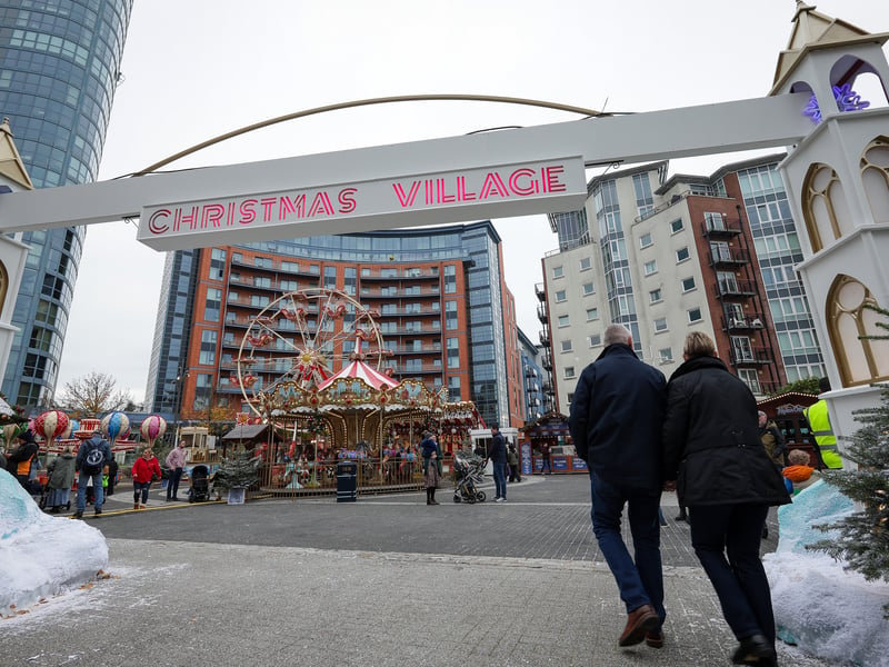 Shoppers heading to the Christmas Village