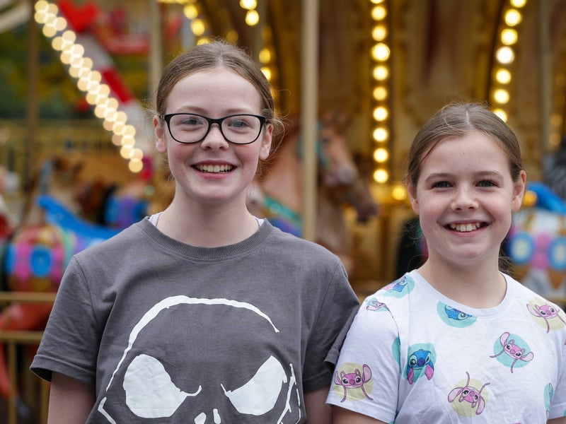 Aleane Street, 12, left, and her sister, Aurora Street, 10.