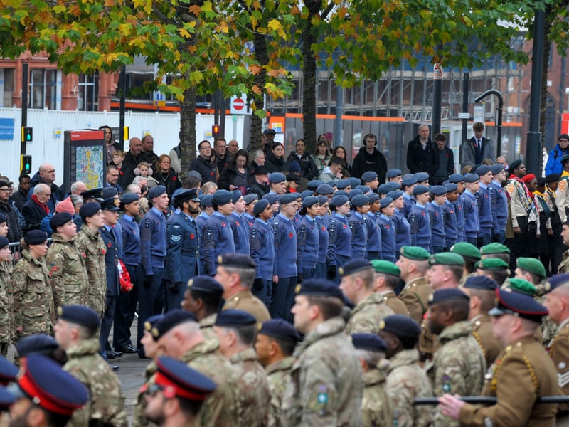 Cadets stand in line at The War Memorial