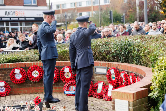 Gosport Remembrance Sunday parade at Gosport War Memorial Hospital.