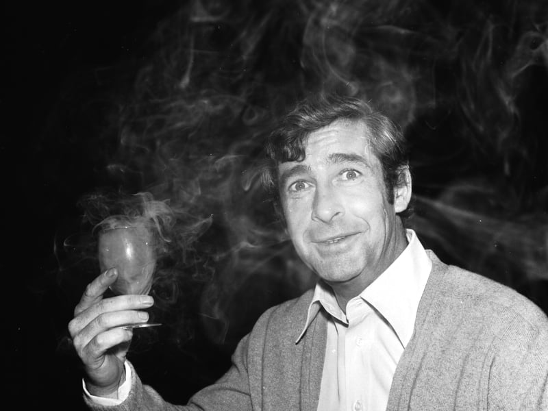 The late actor/comedian Dave Allen backstage at the King's theatre Edinburgh in December 1975.