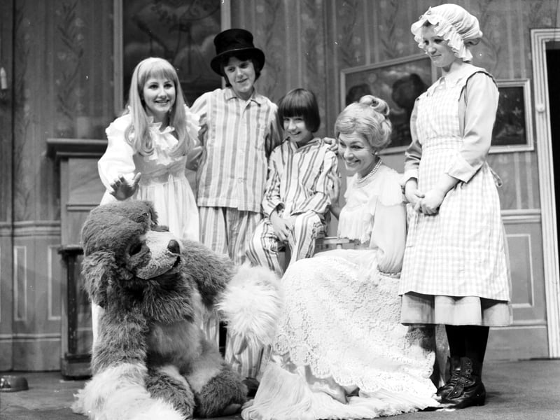 The Darling family in the Kings theatre production of Peter Pan in February 1975, with Cindy O'Callaghan as the maid.