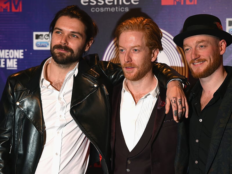 Biffy Clyro's Simon Neil, Ben Johnston and James Johnston arrive at the ceremony.