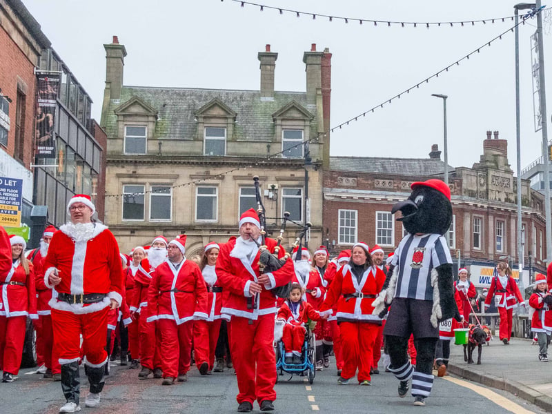 Santas heading through Chorley