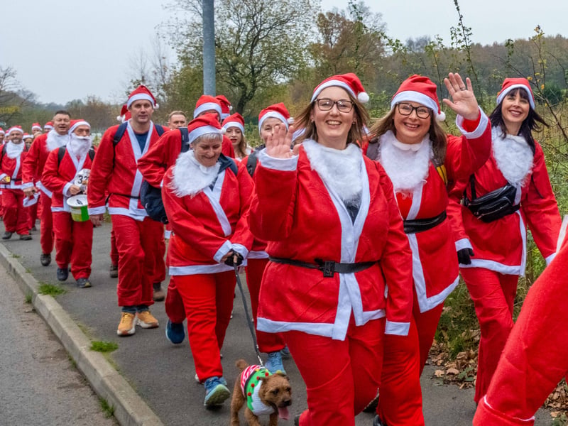 Santas continue walking to Rivington Pike