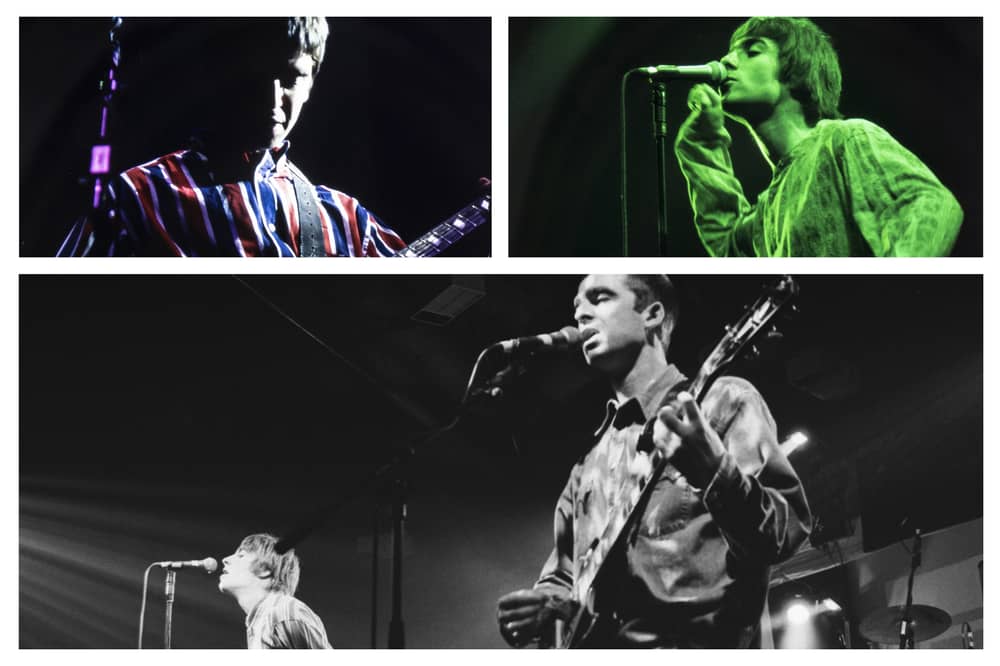 Noel and Liam Gallagher performing at Oasis gigs in Sheffield in 1994 and 1995. Pix by Andrew Carruth