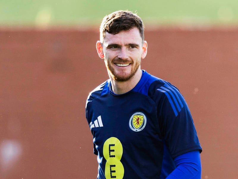 The Liverpool left-back will don the captain's armband on what will be his 79th Scotland appearance.