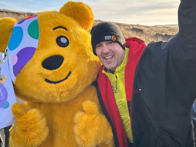 Paddy met Children in Need mascot Pudsey along the way.