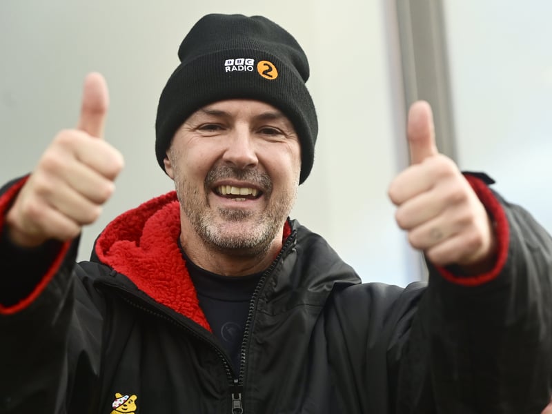 Paddy gives the thumbs up after successfully completing his challenge in Glasgow.