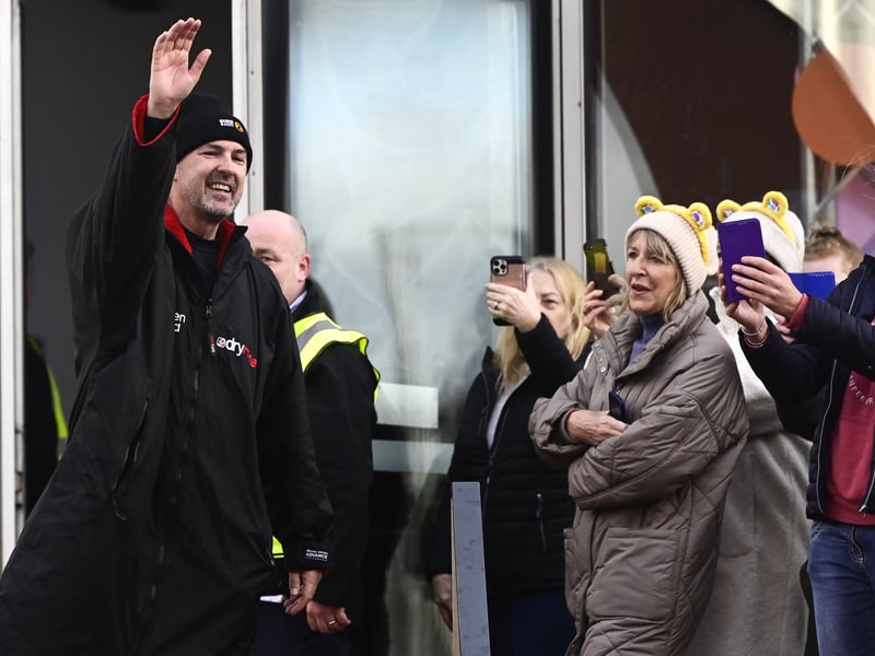 Paddy greets fans in Glasgow.