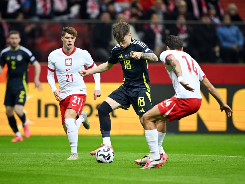 Was there any doubt he would start? The jet-heeled winger picked up from where he left off against Croatia, supplying John McGinn for the opening goal with a nice pass and then consistently driving at the Polish defence. As expected for one so young at 18, he doesn't get everything right in the final moment, but he was Scotland's most dangerous outlet yet again. A player who gets you on the edge of your seat. Came off on 66 minutes for Ryan Christie. 7.5