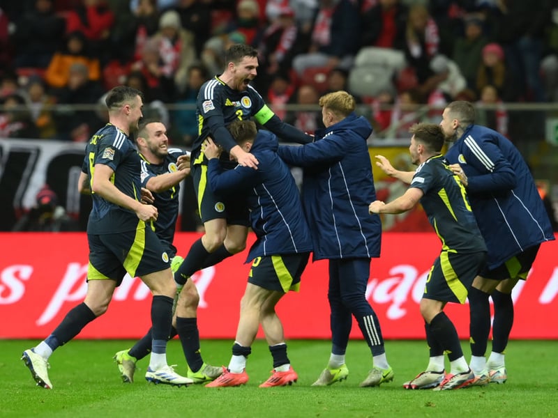 Won his 80th cap in Warsaw, joining Darren Fletcher in third place for all-time appearances. Came close just before the break with an effort that was deflected over. Stretched at times defensively, the Liverpool man looked to be suffering from an injury from 60 minutes onwards but cajoled the team on until the very end, popping up at the far post to head home in stoppage time. A proper captain's moment. 8.5