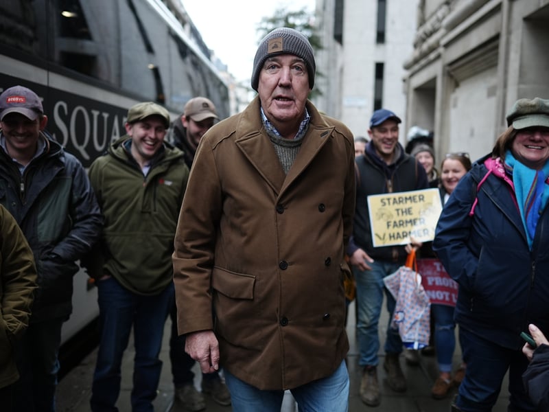 Jeremy Clarkson arrives in central London to join the farmers protest over the changes to inheritance tax rules. Picture: PA