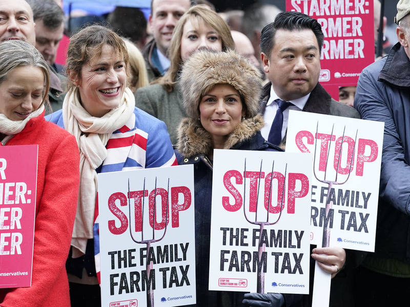 Shadow environment, food and rural affairs secretary Victoria Atkins takes part in a protest outside the Houses of Parliament in central London over the changes to inheritance tax (IHT) rules in the recent UK Budget. Picture: PA