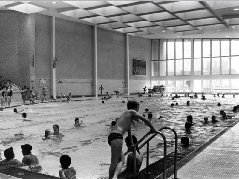 Sheaf Valley Swimming Baths was the place to go for swimming in 1980s Sheffield, a modern pool with its own diving pool. Here is is photographed by The Star in August 1985. Photo: Sheffield Newspapers Ltd
