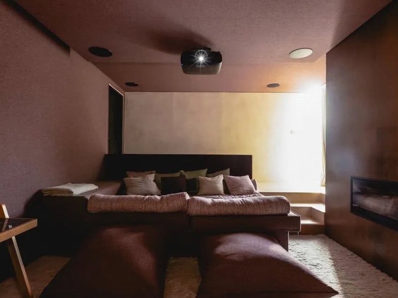 As well as a swimming pool, this home also comes with a cinema room perfect for family movie nights.