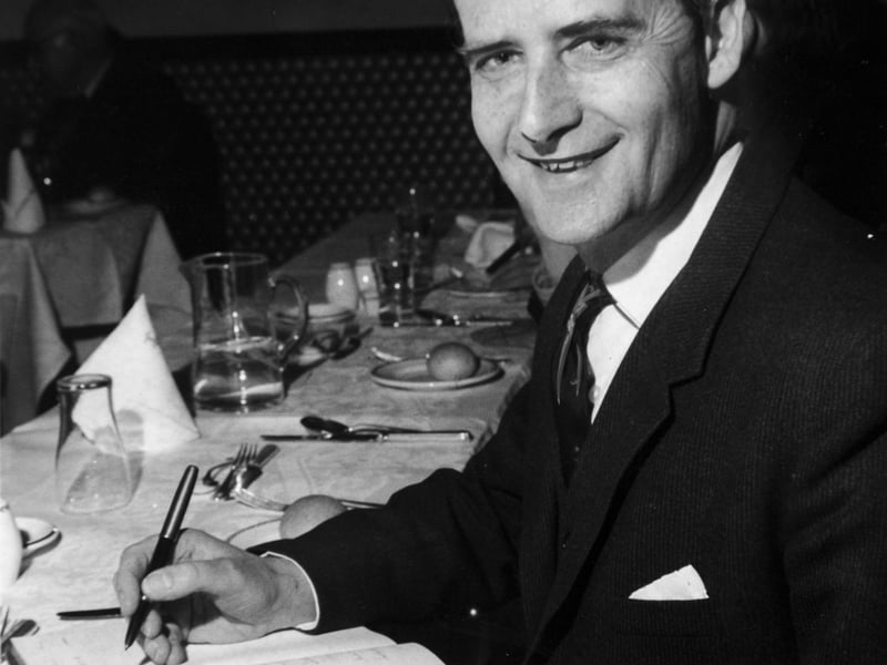 This is tennis player Henry Wilfred "Bunny" Austin who was in Leeds to attend a luncheon club in March 1965. He was twice runner up in the men's singles at Wilmbledon.