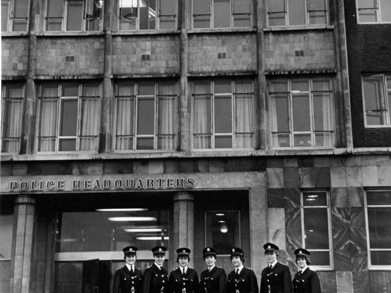 Policewomen outside the new Millgarth headquarters in March 1965.