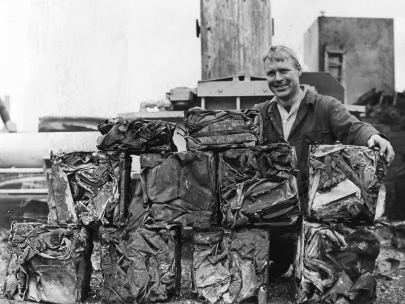 Autowreckers Ltd on Leathley Lane in September 1965.
Pictured is Brian Swales, the firm's transport manager.