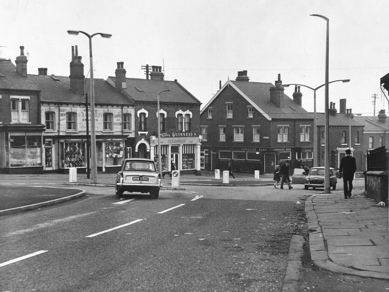 The junction of Hyde Park Road and Woodsley Road in November 1965.