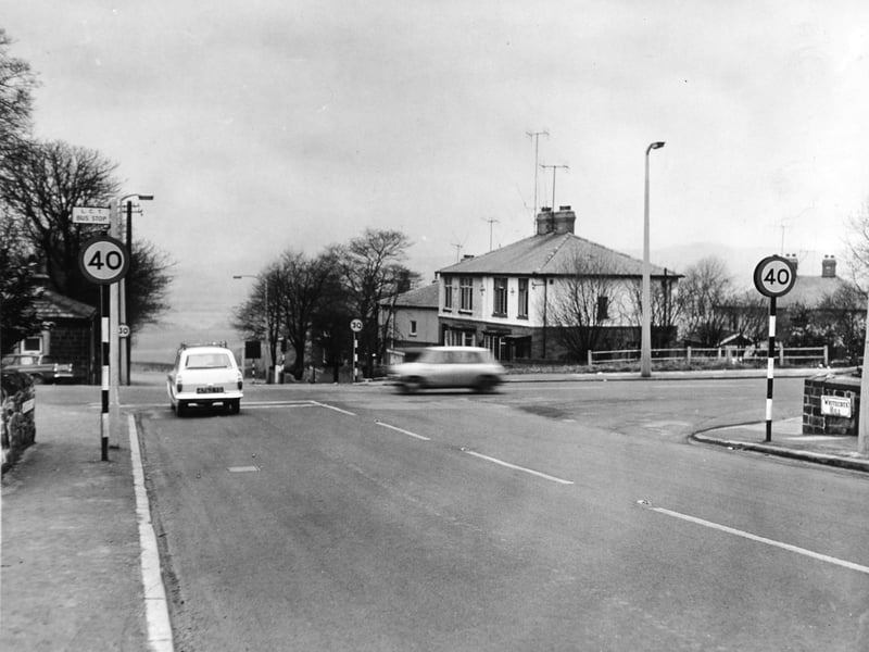 The Rodley Lane and Whitecote Hill crossing on Leeds and Bradford Road pictured in February 1965.
