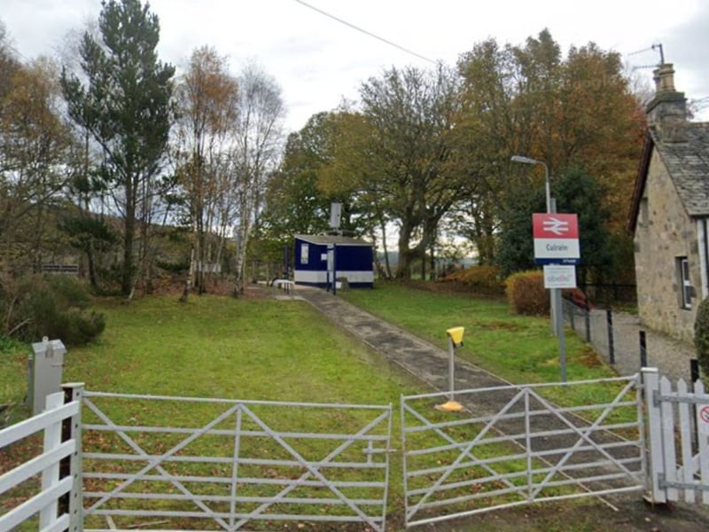 Completing the five quietest stations in Scotland is Culrain Railway Station, with 300 people exiting or entering per year. It's located in the Kyle of Sutherland. between Ardgay and Invershin on the Far North Line.