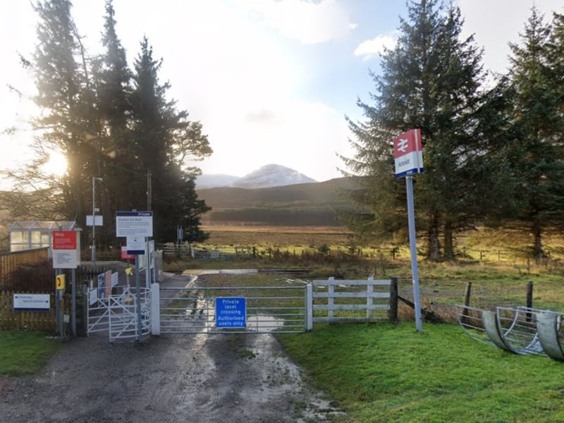 Completing our 10 quietest Scottish train stations is Achanalt Railway Station, another remote stop on the Kyle of Lochalsh Line 21 miles from Dingwall, between Lochluichart and Achnasheen. It had 506 people enter and exit it over the annual period.