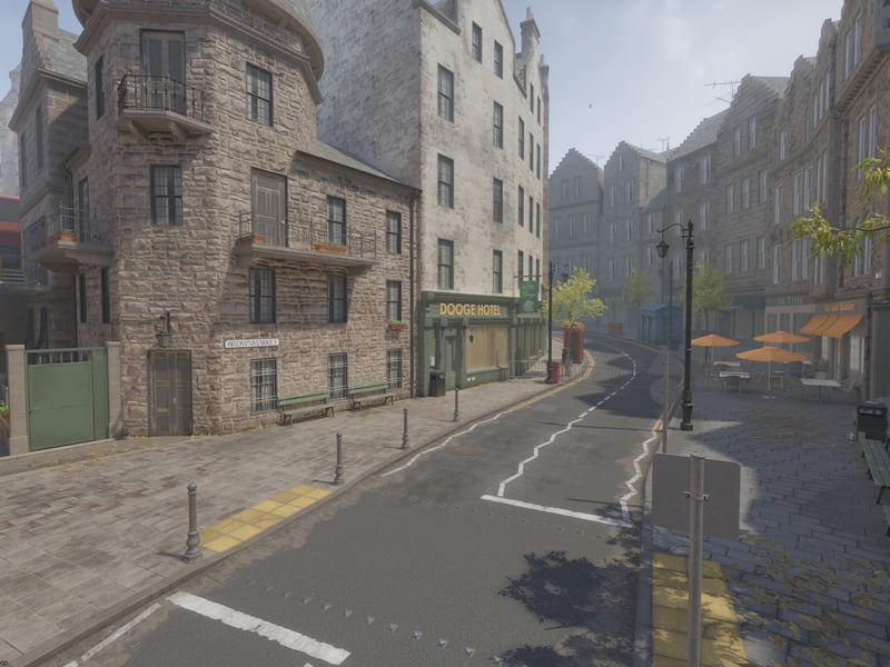 Another of Edinburgh's famous areas, the Grassmarket has been captured as the "Brownmarket".