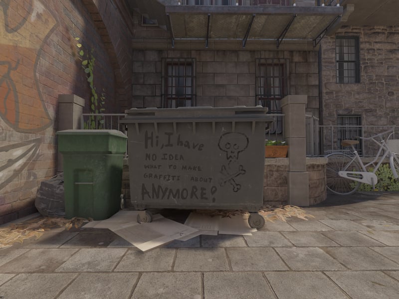 While it may not relate to Edinburgh, players have pointed out another Easter egg in the map - a bin which says: "Hi, I have no idea what to make graffiti about anymore!" complete with a skull and crossbones