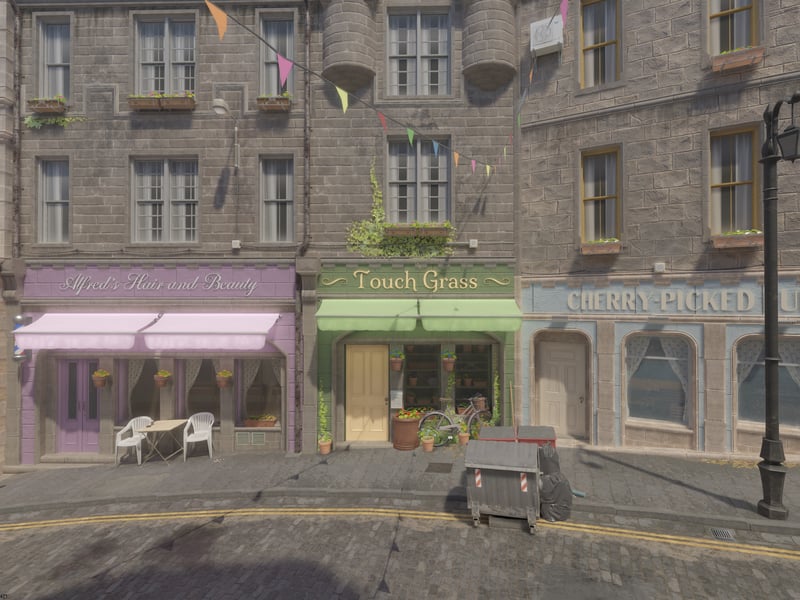 The shops largely look as though they could be found in Edinburgh city centre
