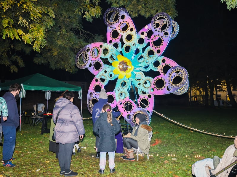 Colourful illuminations lit up the park near St Mary's Church. Picture: Marcin Jedrysiak