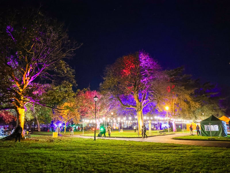 Colourful illuminations lit up the park near St Mary's Church. Picture: Marcin Jedrysiak