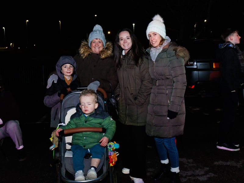 Freddie and Ollie with grandma Margaret, auntie Sarah and mum Claire watching visualizations at Hilsea Lido. Picture: Marcin Jedrysiak