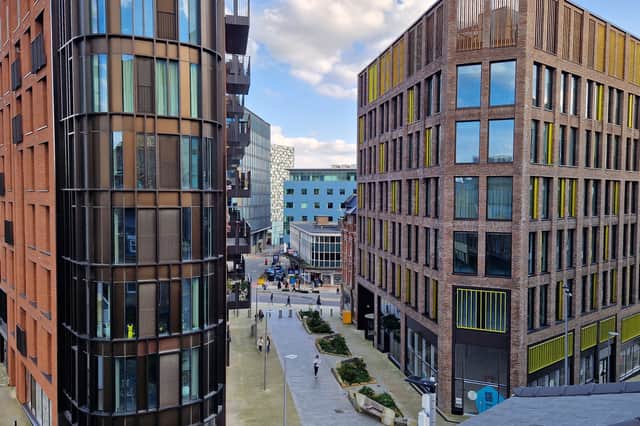 New buildings on Charles Street in Sheffield's Heart of the City regeneration project.