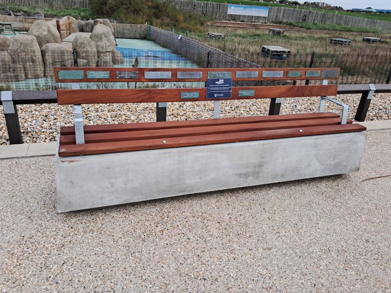 Two temporary benches have been installed near Blue Reef Aquarium to hold the memorial plaques from the benches removed from the construction area between Blue Reef and Hovertravel. This will provide a place for people to visit during the works.