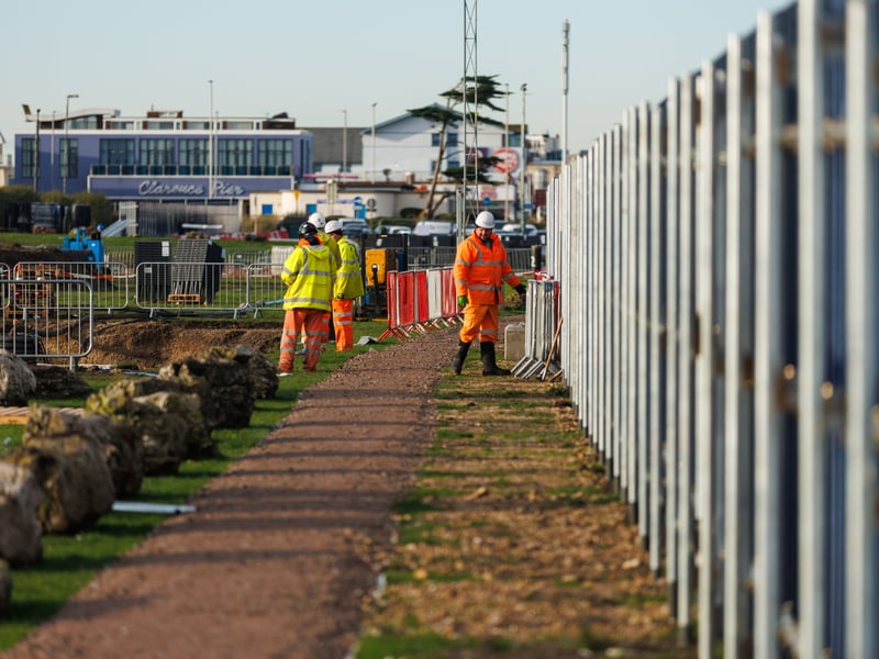 Temporary hoardings have been placed along the bottom of Southsea Common