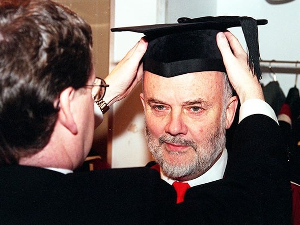 Pulp's Peel Sessions are legendary but Jarvis Cocker was a big fan long before the band first appeared on his show. He described how once he stumbled on the John Peel Show as a boy, 'my musical education had entered its next phase'. He has described John Peel, pictured before receiving an honorary degree at Sheffield City Hall in November 1999, as his 'greatest musical influence'. It was after a John Peel Roadshow at Phoenix Hall, on Pond Street, Sheffield city centre, that an awkward Jarvis handed his hero a demo tape, which the DJ said he would listen to on his drive home. A week or so later, Jarvis got a telephone call inviting the band to the BBC studios in Maida Vale. The rest is history.