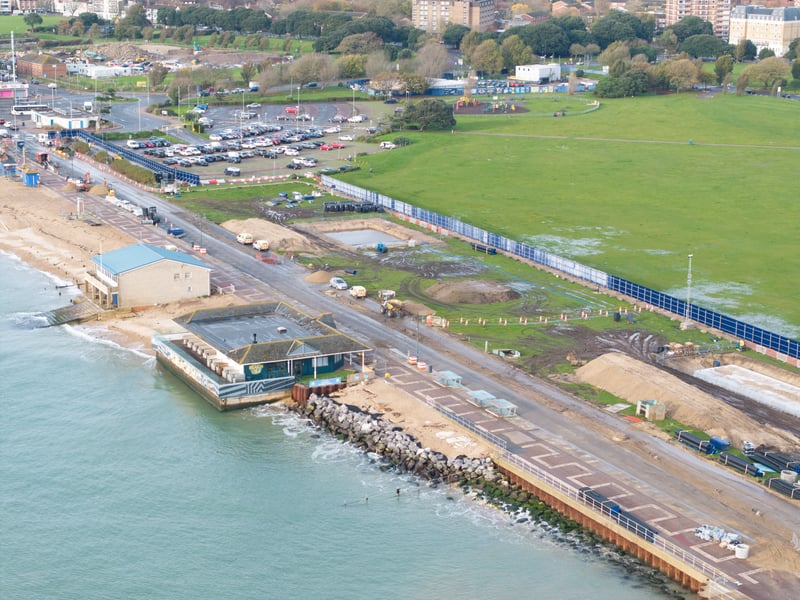 The work progresses on the southern end of Southsea Common
