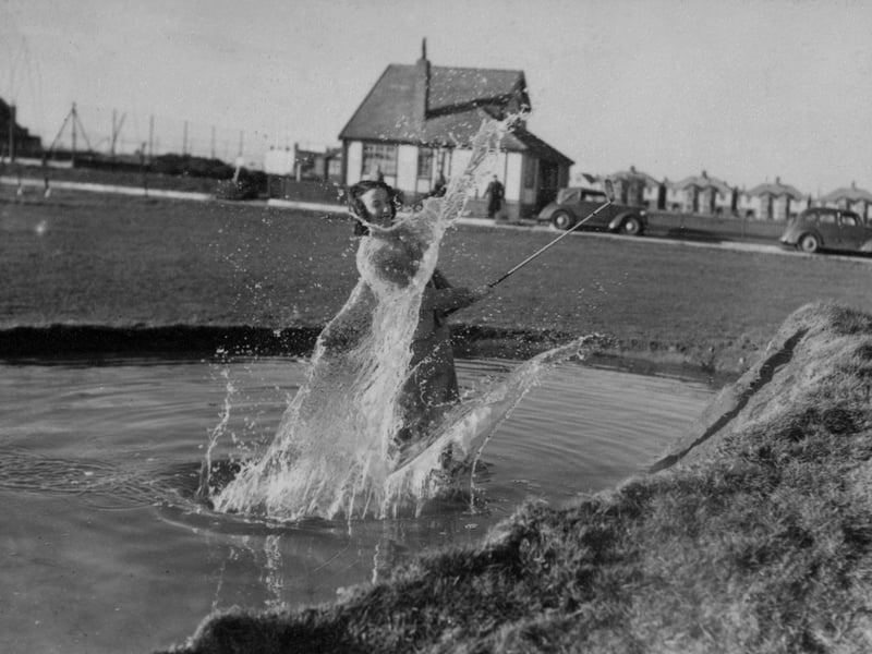 11th March 1939:  The singer, Judy Shirley, playing golf at the Cleveleys course at Fleetwood, Lancashire