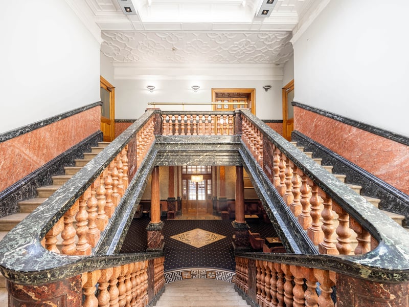 The Opulence Restaurant can be found on the first floor by ascending the stone staircase