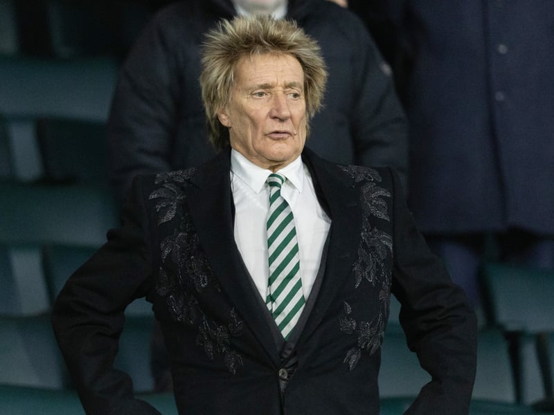 Sir Rod Stewart watches on as Celtic take on Club Brugge.