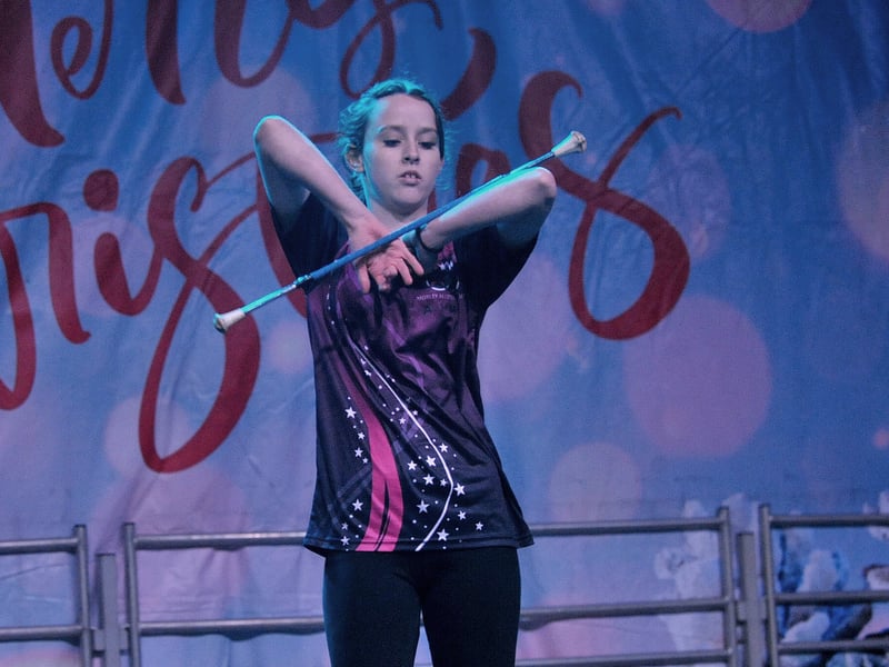 Concentration from Aimee Darnbrough, 15, of Morley Allstars Majorettes.