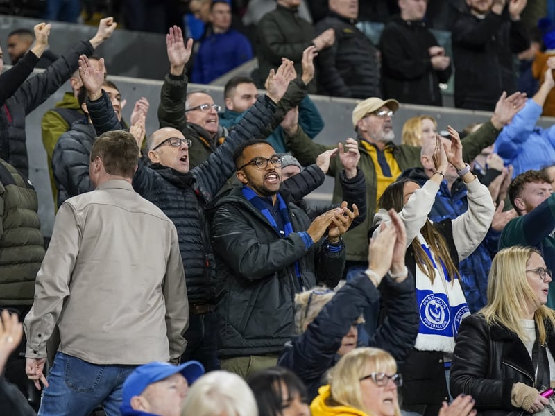 26 brilliant pictures of Portsmouth faithful in full voice for Swansea City away day taken by our photographer Jason Brown.