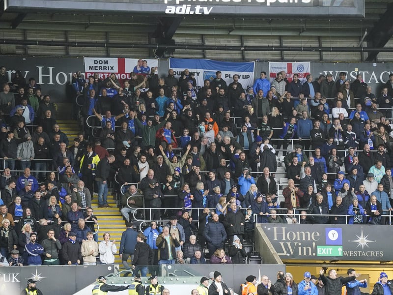 26 brilliant pictures of Portsmouth faithful in full voice for Swansea City away day taken by our photographer Jason Brown.