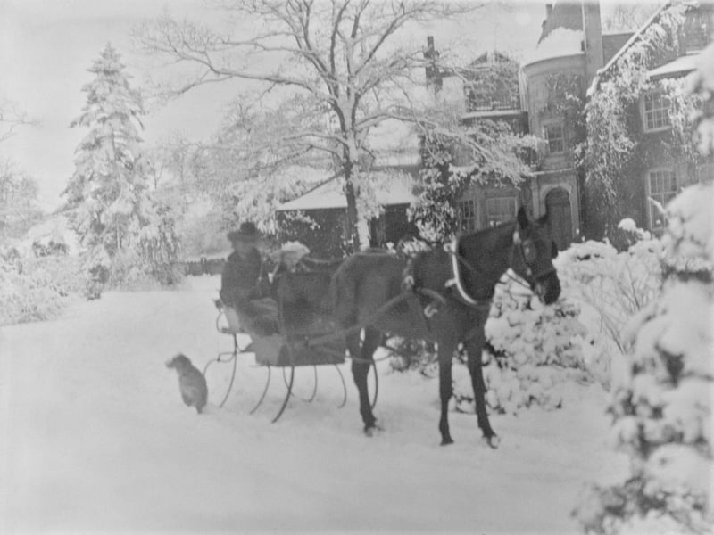 Making the most of the winty conditions with a horse-drawn sledge in Balerno in 1903.