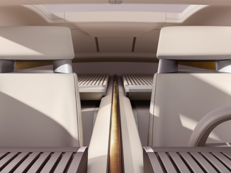 This over the shoulder mock up of how the interior of the Jaguar Type 00 will look seems more like a yaught than a Grand Tourer.