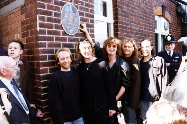 Def Leppard pictured unveiling a plaque at Crookes Working Men's Club, on Mulehouse Road, Sheffield, in 1995. The band performed a number of memorable early gigs at the venue.