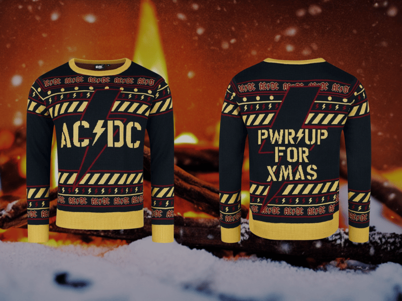 AC/DC’s Christmas jumper inspired by their PWR/UP album is a powerhouse addition to any festive wardrobe. Featuring bold lightning bolts and the unmistakable AC/DC logo, it’s perfect for those about to rock around the Christmas tree.